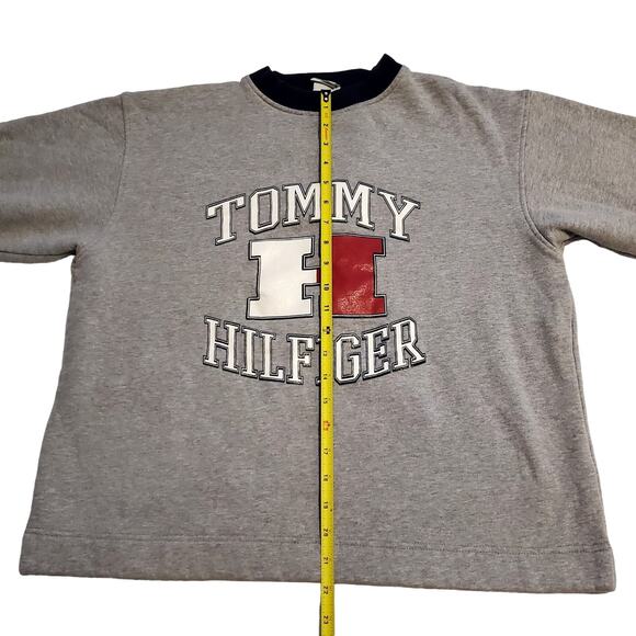 Vtg Tommy Hilfiger Sweater Spell Out Logo Big H Sz M Pullover Jumper Sweatshirt - Picture 5 of 8